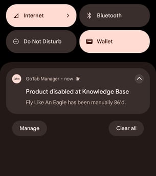 86d Product Push Notification