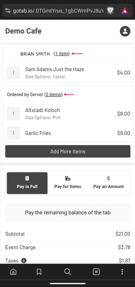 Customer Easy Tab W Server Items Added