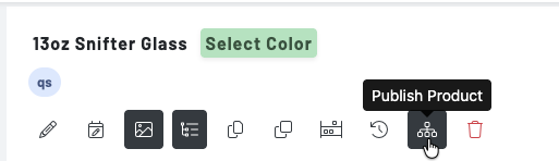Publish Product icon in a product's action bar