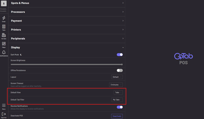 Default View Setting POS