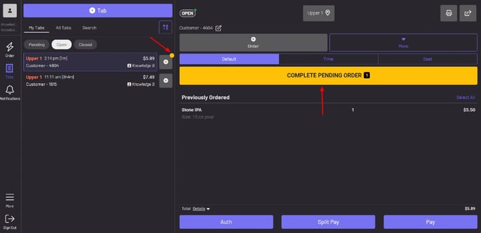 Pending Order Icon with Complete Pending Order 2