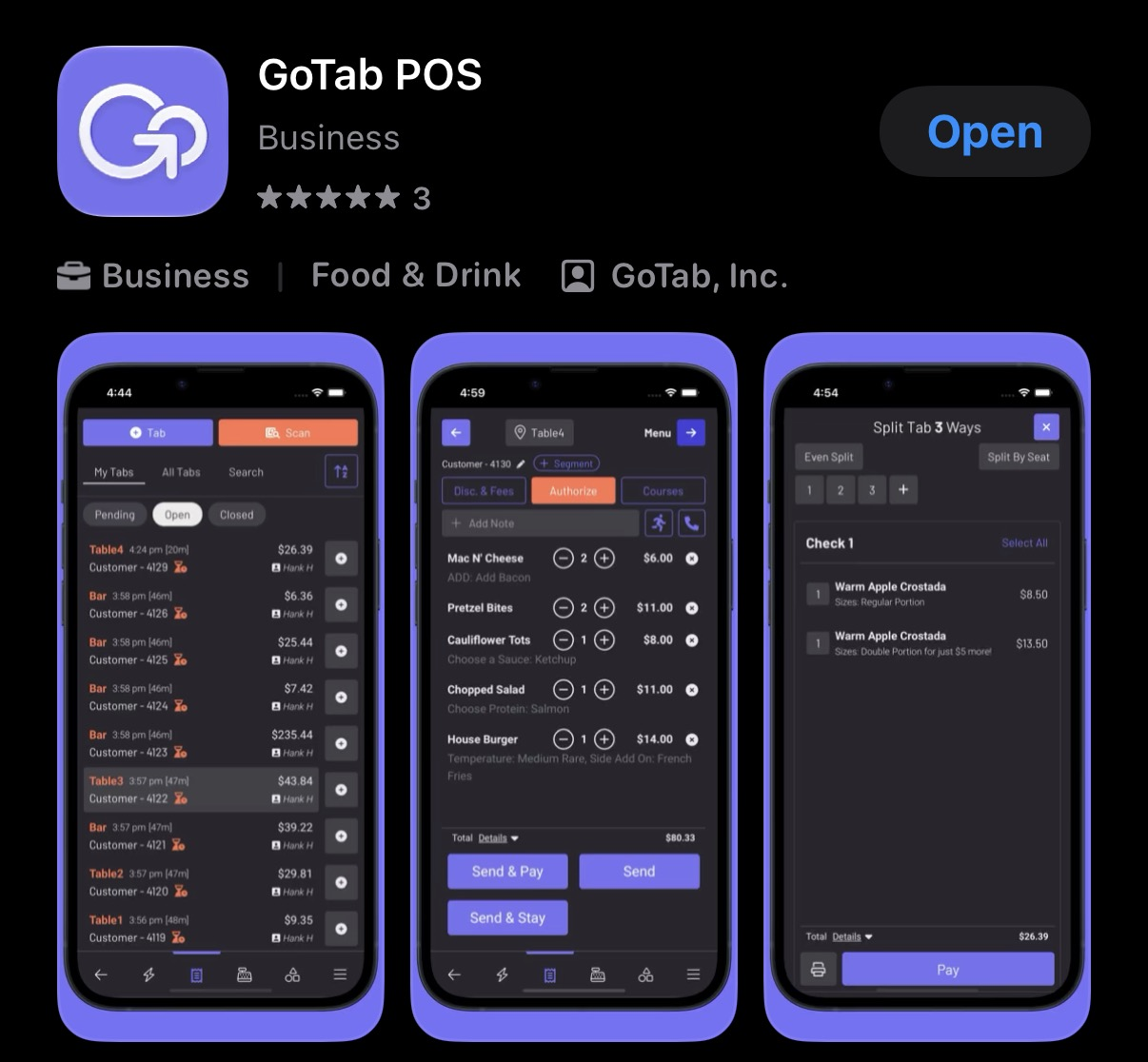 GoTab POS in the Apple App Store